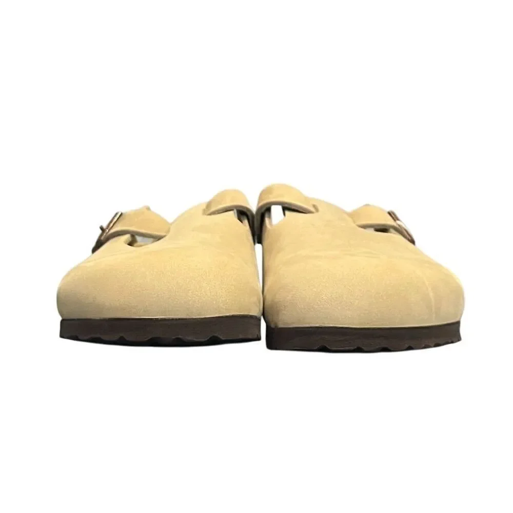 Birkenstock Boston Unisex Clogs Beige Suede Leather L8/M6 Boho Hippie Summer - Picture 6 of 15